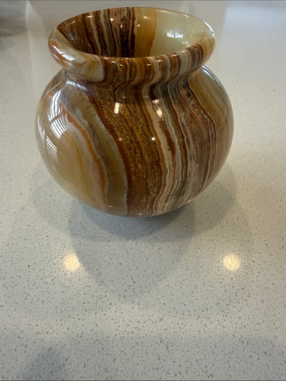 Small Banded Onyx Stone Vase Trinket Holder